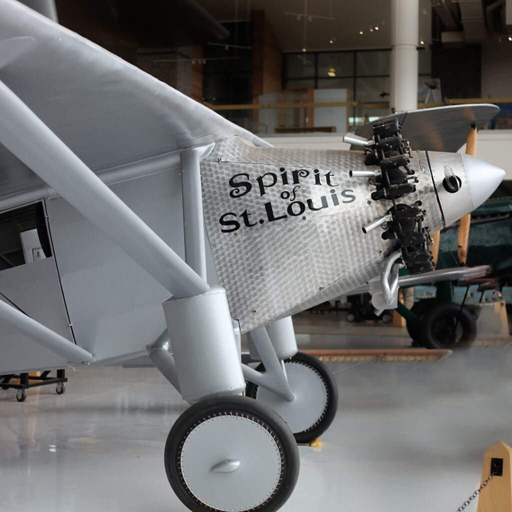 The replica Spirit of St Louis on display at North American Aerospace Museum